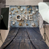 Aperturee - Aperturee Blue Wall First Birthday Cake Smash Sweep Backdrop